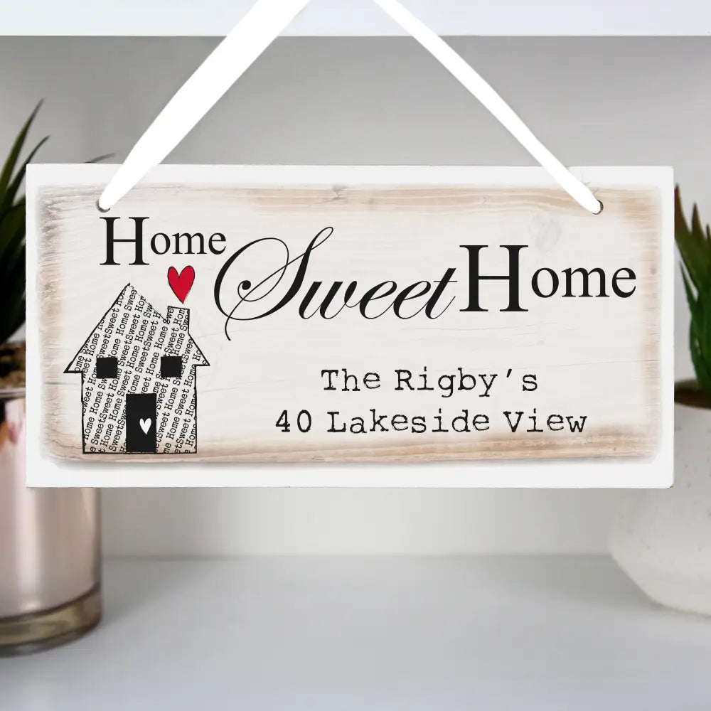 Hanging Decorations & Signs Personalised Home Sweet Home Wooden Sign