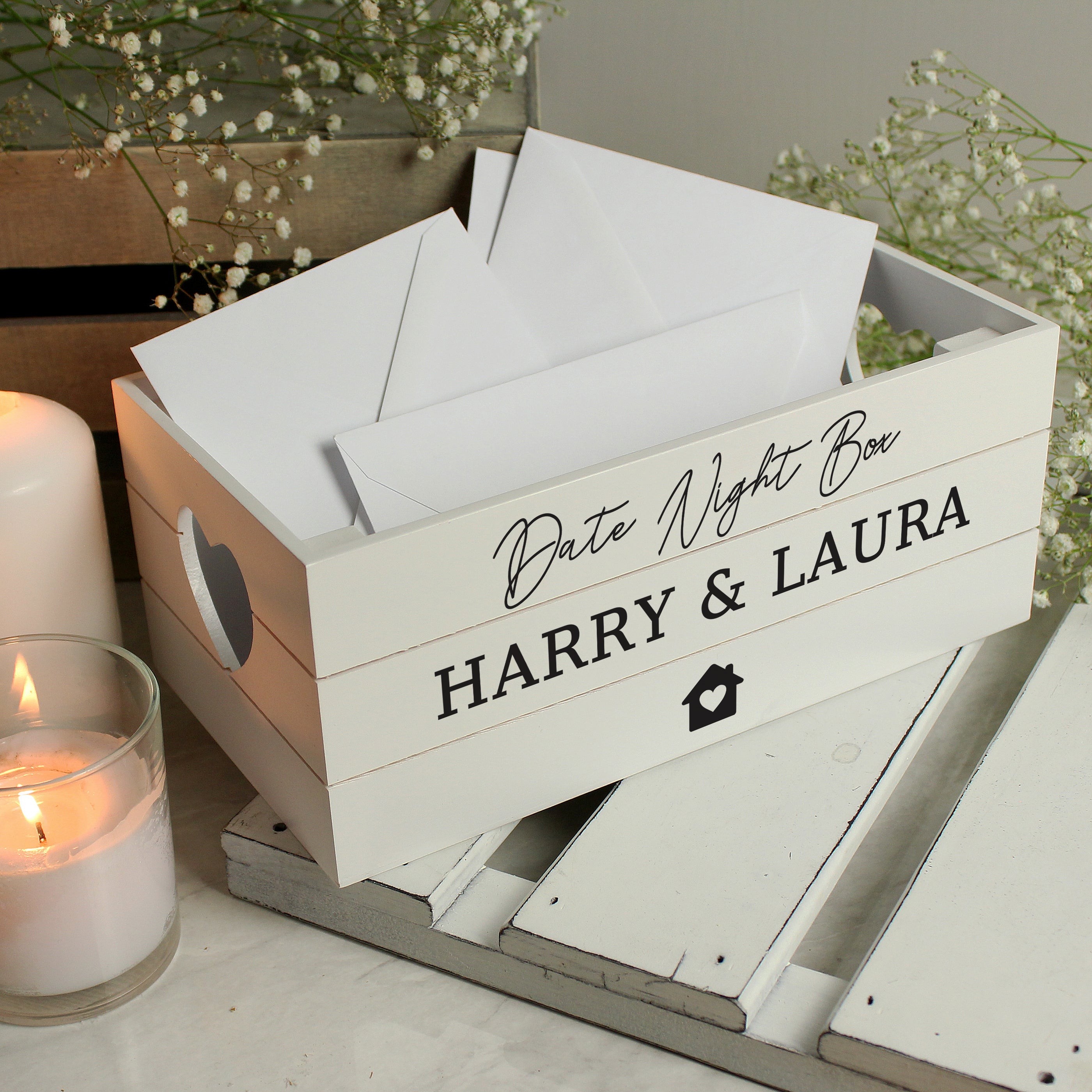 Wooden Personalised Home White Wooden Crate