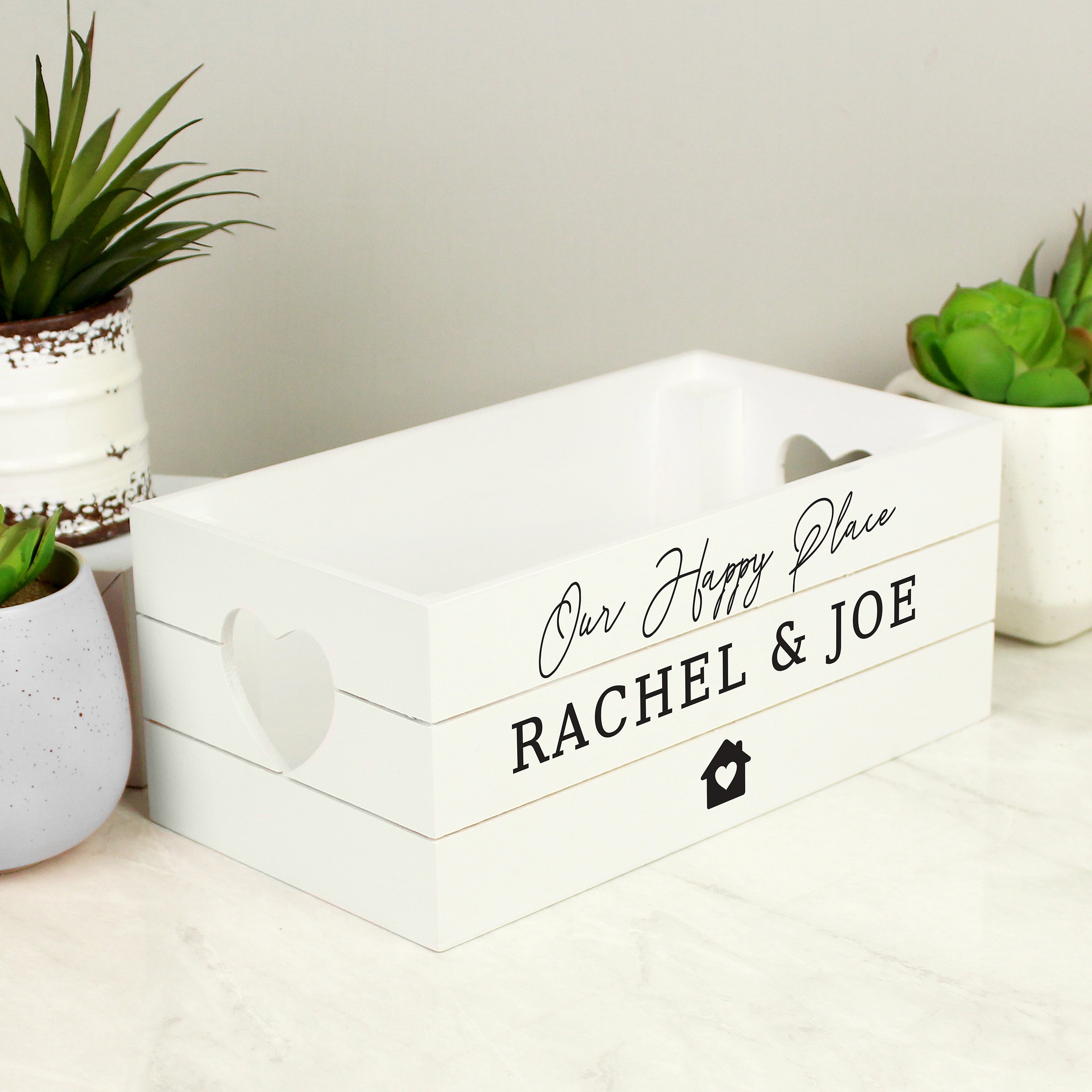 Wooden Personalised Home White Wooden Crate