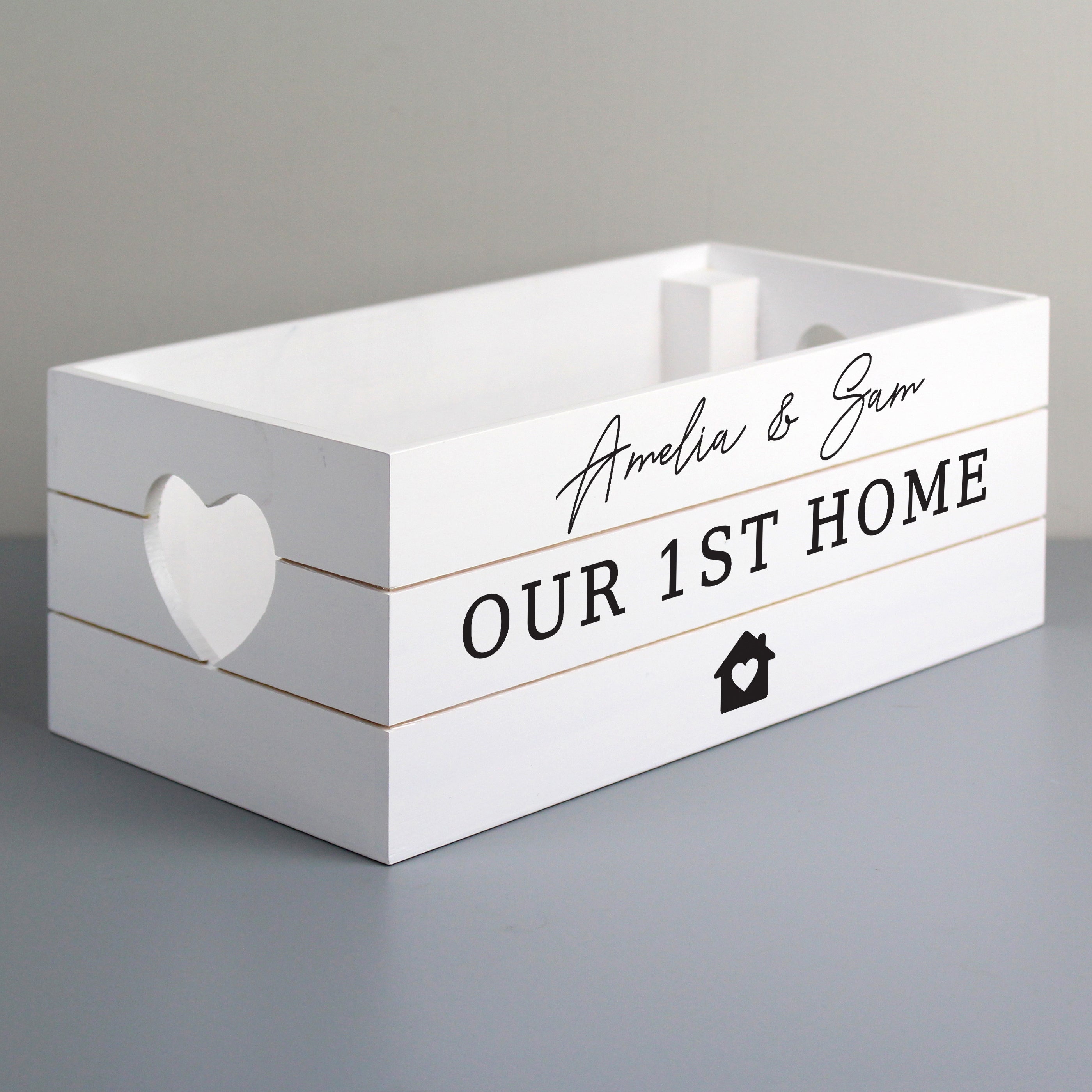Wooden Personalised Home White Wooden Crate