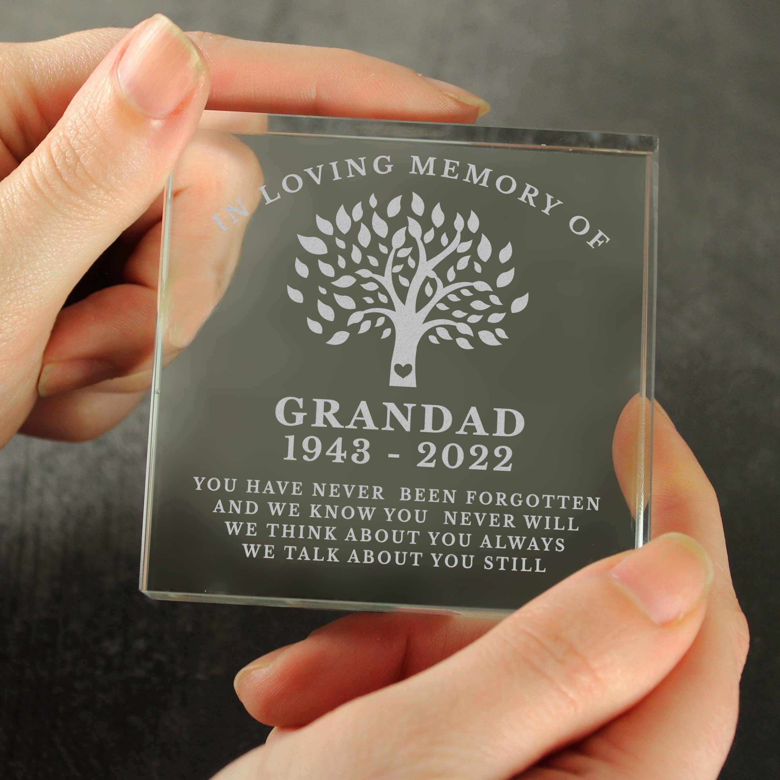 Ornaments Personalised In Loving Memory Family Tree Crystal Token
