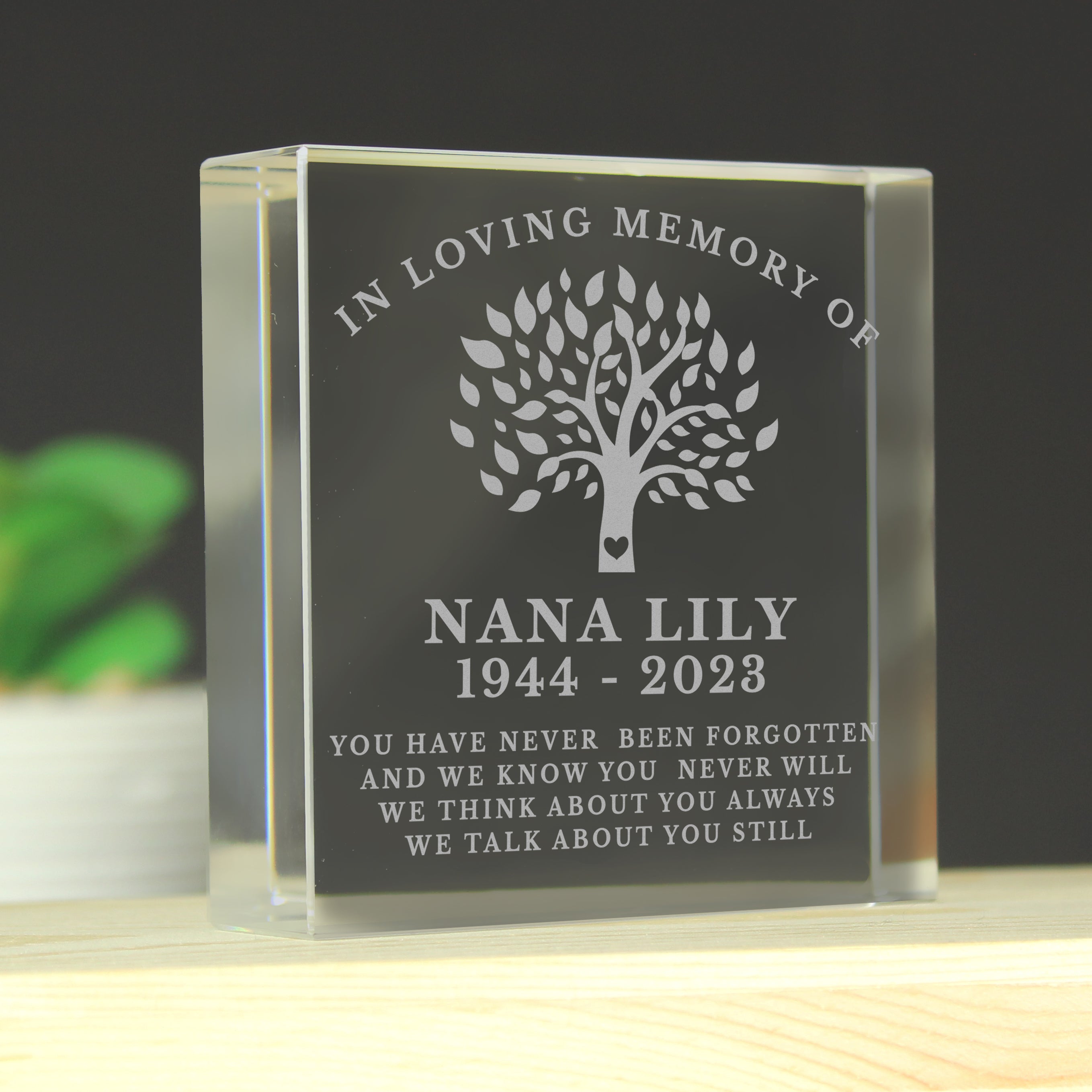 Ornaments Personalised In Loving Memory Family Tree Crystal Token