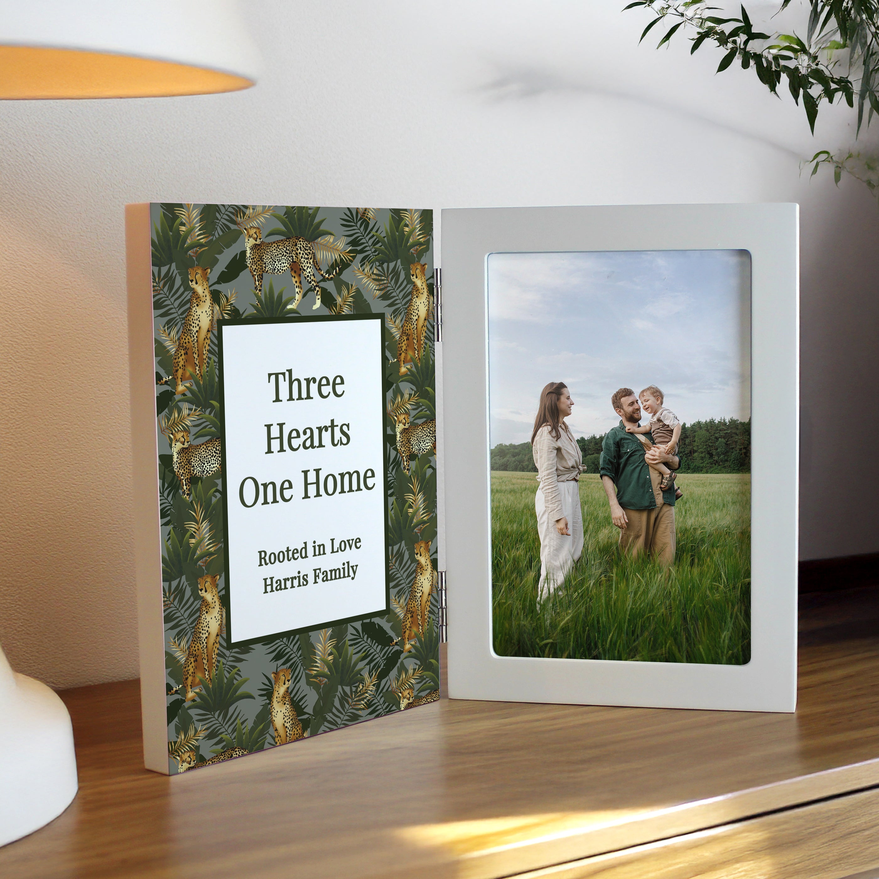 Photo Frames, Albums and Guestbooks Personalised Leopard Print Wooden Hinged 6x4 Photo Frame