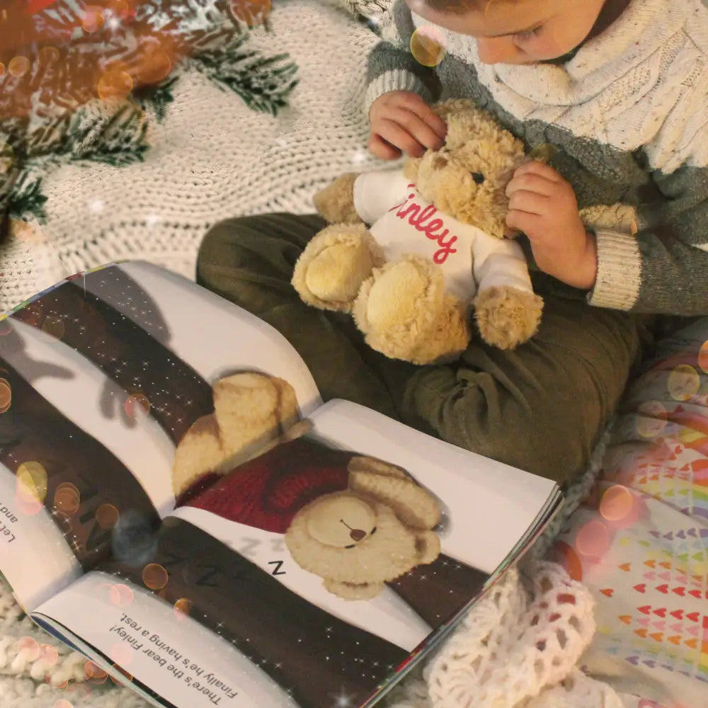 Plush Personalised Magical Christmas Adventure Story Book and Personalised Teddy Bear