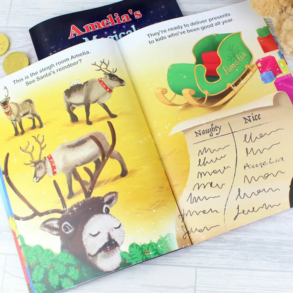 Plush Personalised Magical Christmas Adventure Story Book and Personalised Teddy Bear