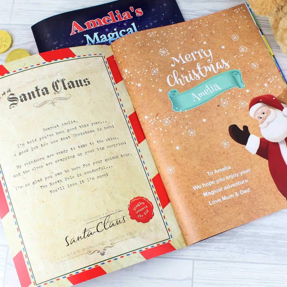 Plush Personalised Magical Christmas Adventure Story Book and Personalised Teddy Bear