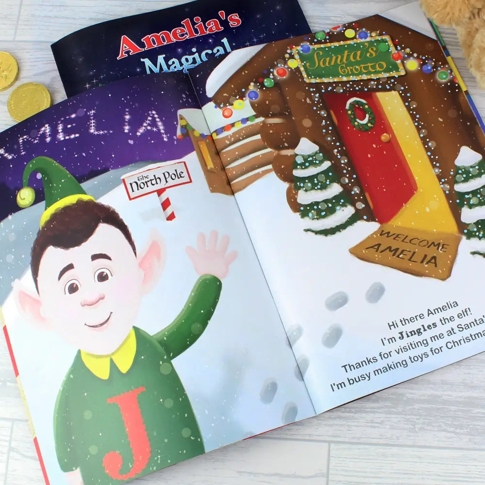 Plush Personalised Magical Christmas Adventure Story Book and Personalised Teddy Bear