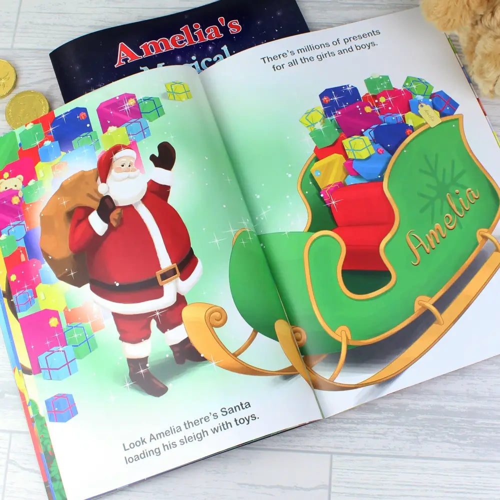Plush Personalised Magical Christmas Adventure Story Book and Personalised Teddy Bear