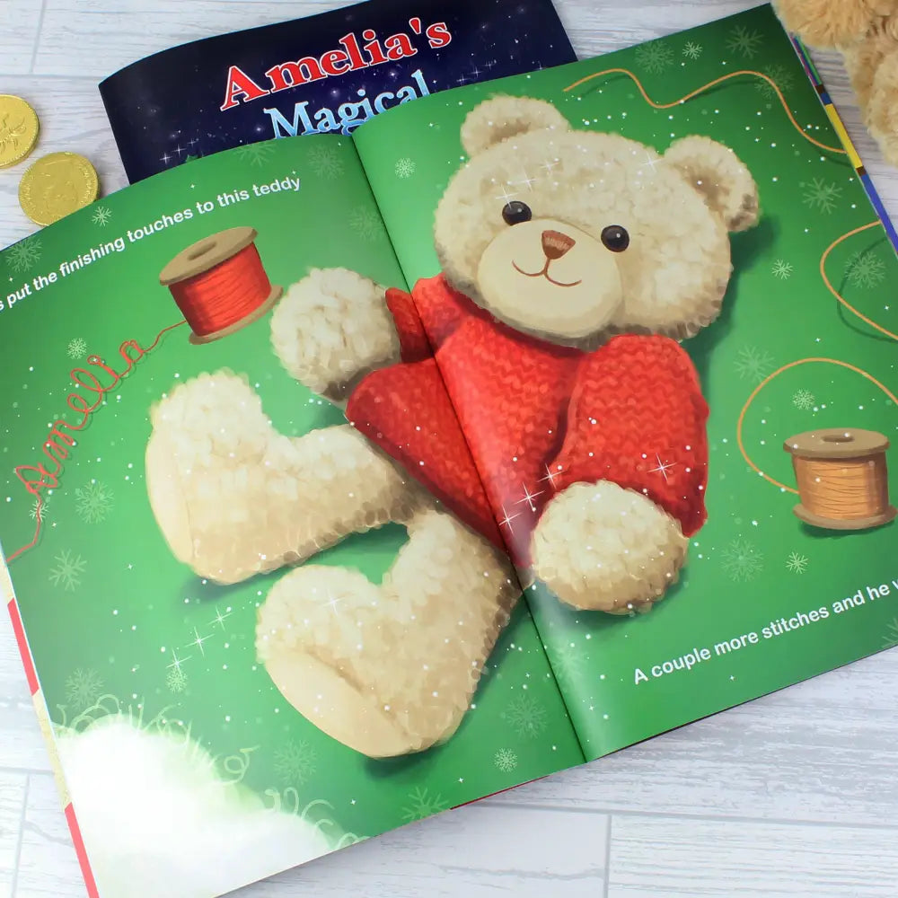 Plush Personalised Magical Christmas Adventure Story Book and Personalised Teddy Bear
