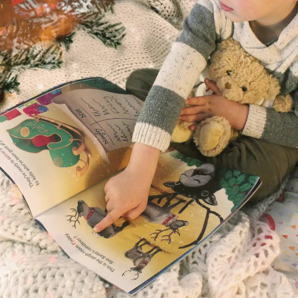 Plush Personalised Magical Christmas Adventure Story Book and Personalised Teddy Bear