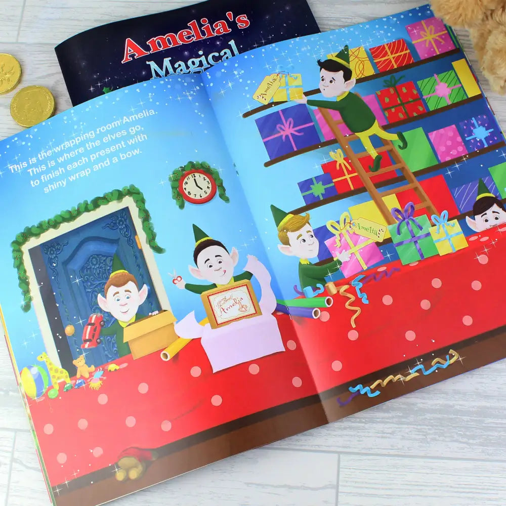 Plush Personalised Magical Christmas Adventure Story Book and Personalised Teddy Bear