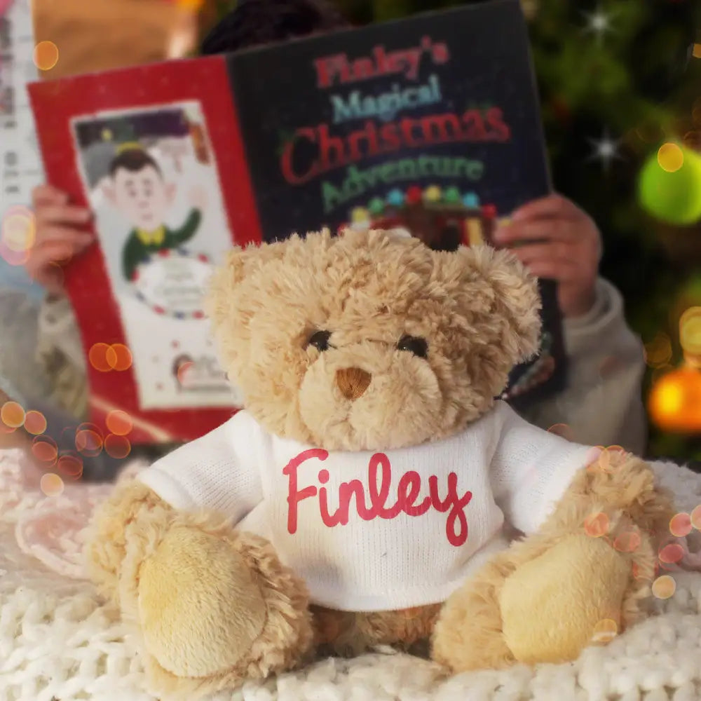 Plush Personalised Magical Christmas Adventure Story Book and Personalised Teddy Bear