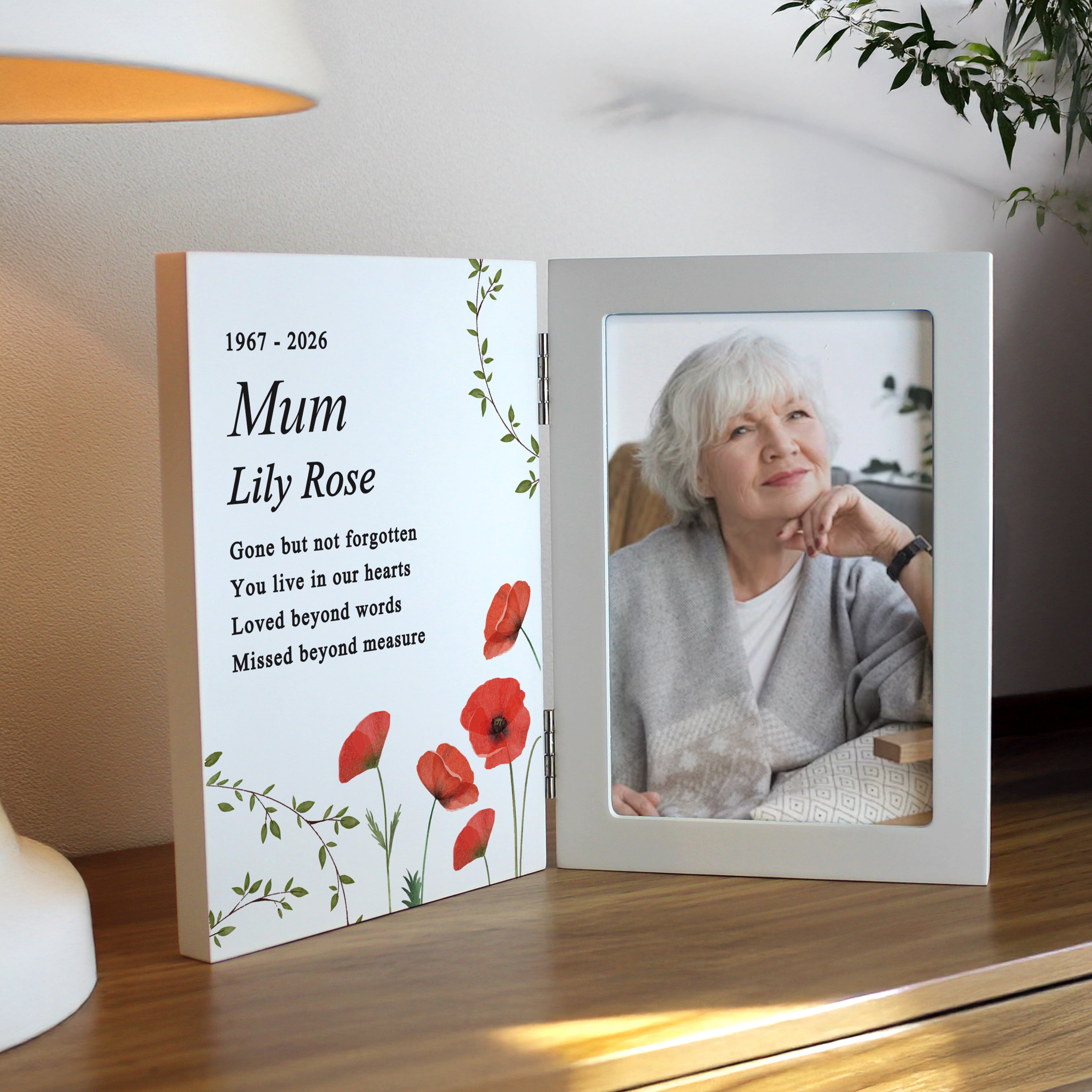 Photo Frames, Albums and Guestbooks Personalised Memorial Wooden Hinged 6x4 Photo Frame