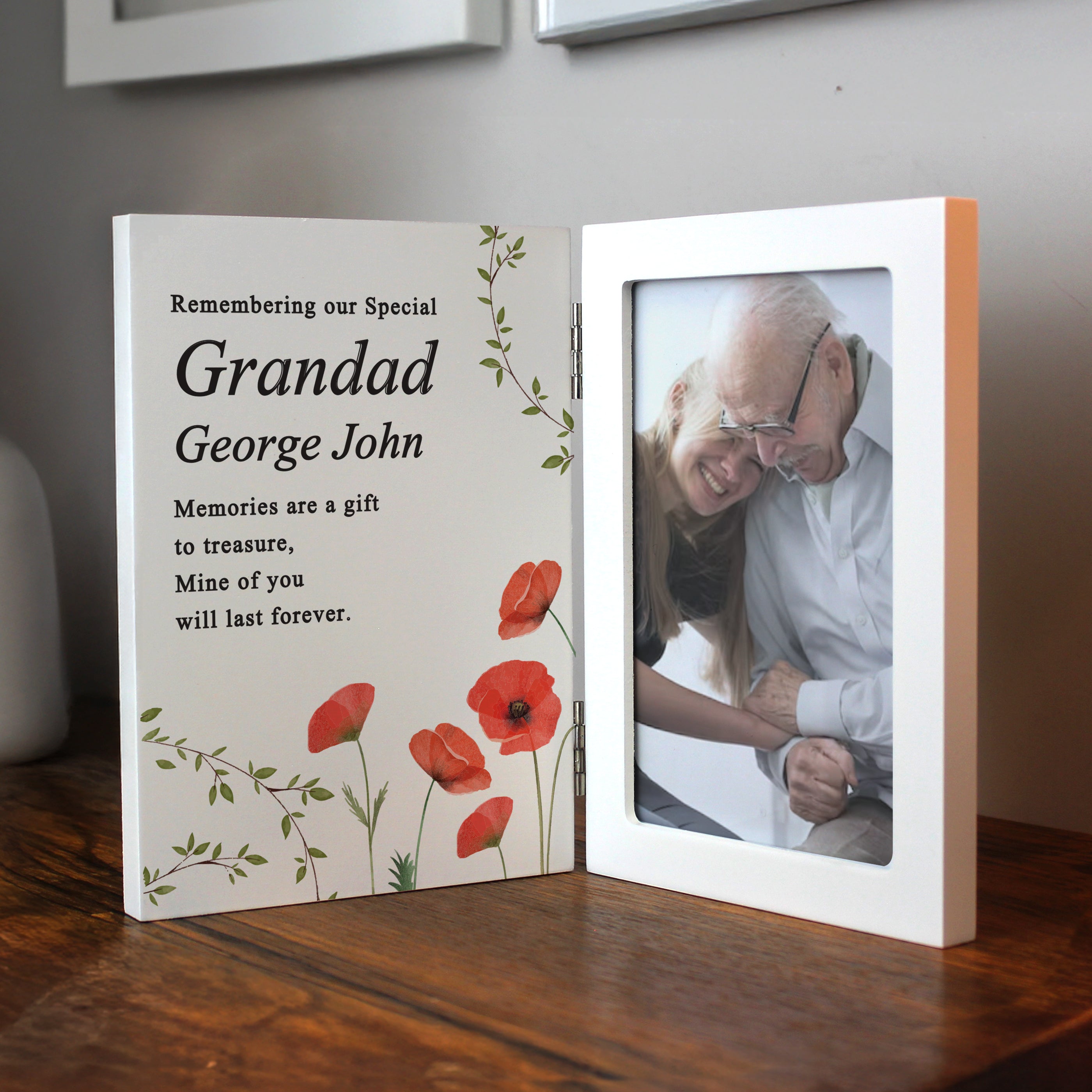 Photo Frames, Albums and Guestbooks Personalised Memorial Wooden Hinged 6x4 Photo Frame
