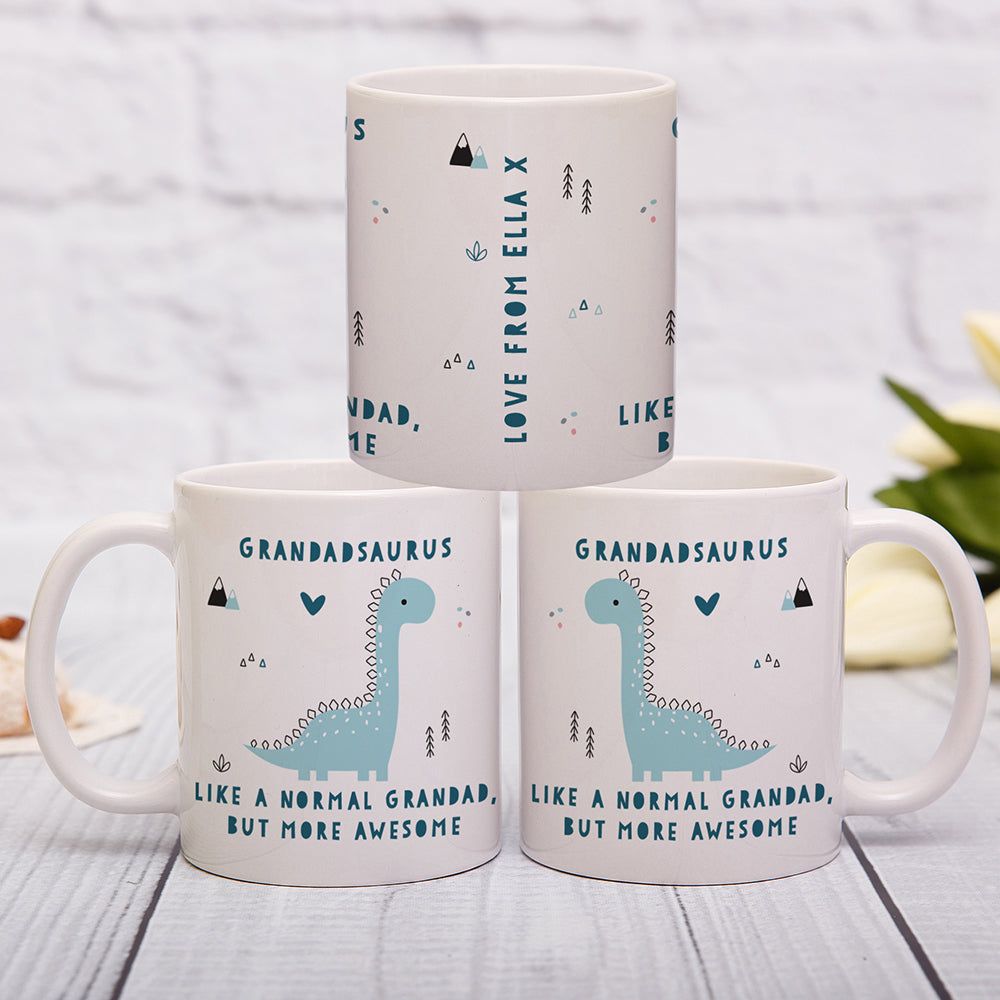 Mugs Personalised More Awesome Blue Dinosaur Mug