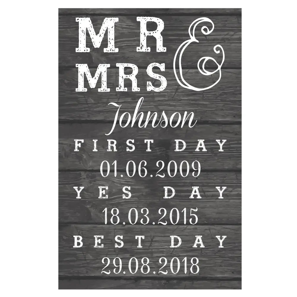 Hanging Decorations & Signs Personalised Mr & Mrs First Day Yes Day & Best Day Metal Sign