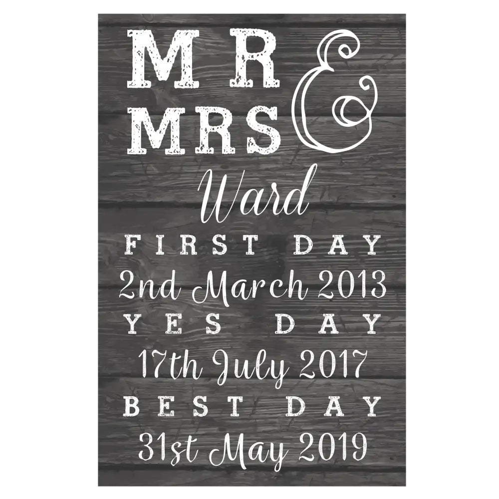 Hanging Decorations & Signs Personalised Mr & Mrs First Day Yes Day & Best Day Metal Sign