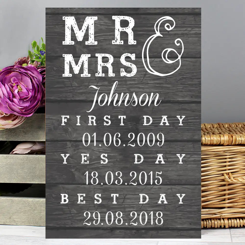 Hanging Decorations & Signs Personalised Mr & Mrs First Day Yes Day & Best Day Metal Sign