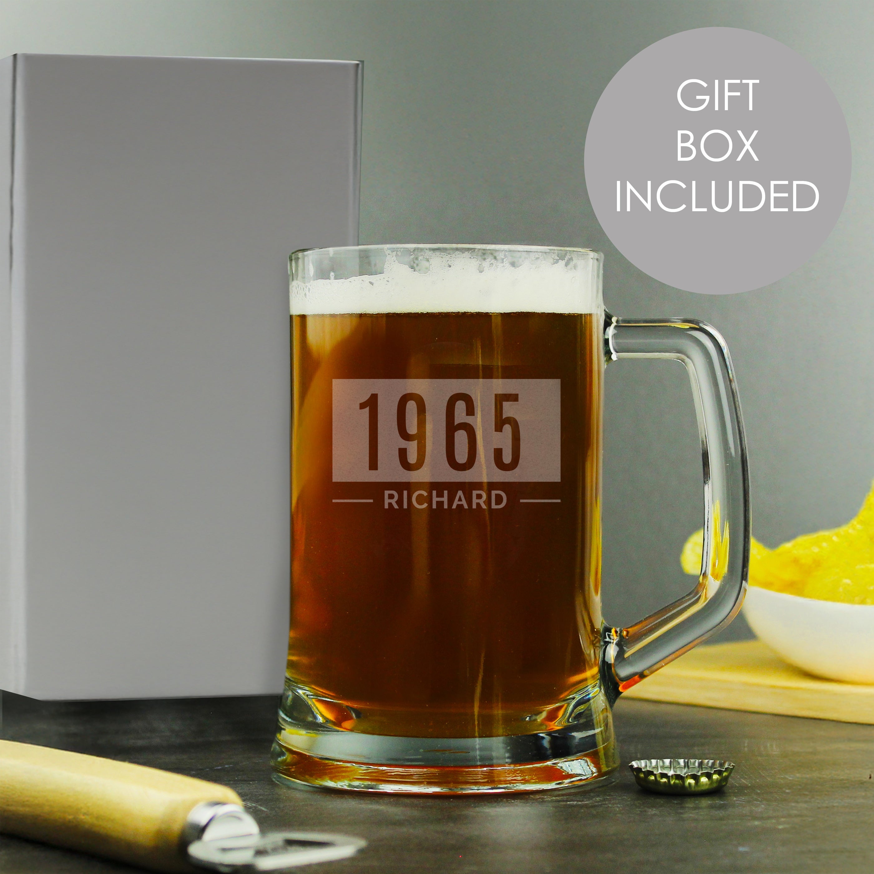 Glasses & Barware Personalised Name & Date Pint Stern Tankard