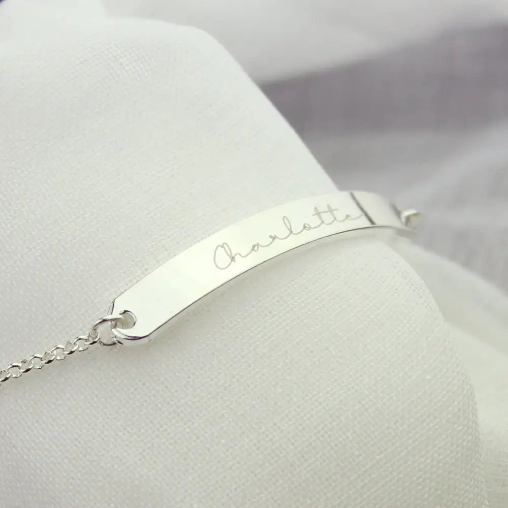 Jewellery Personalised Name Only Silver Tone Bar Bracelet