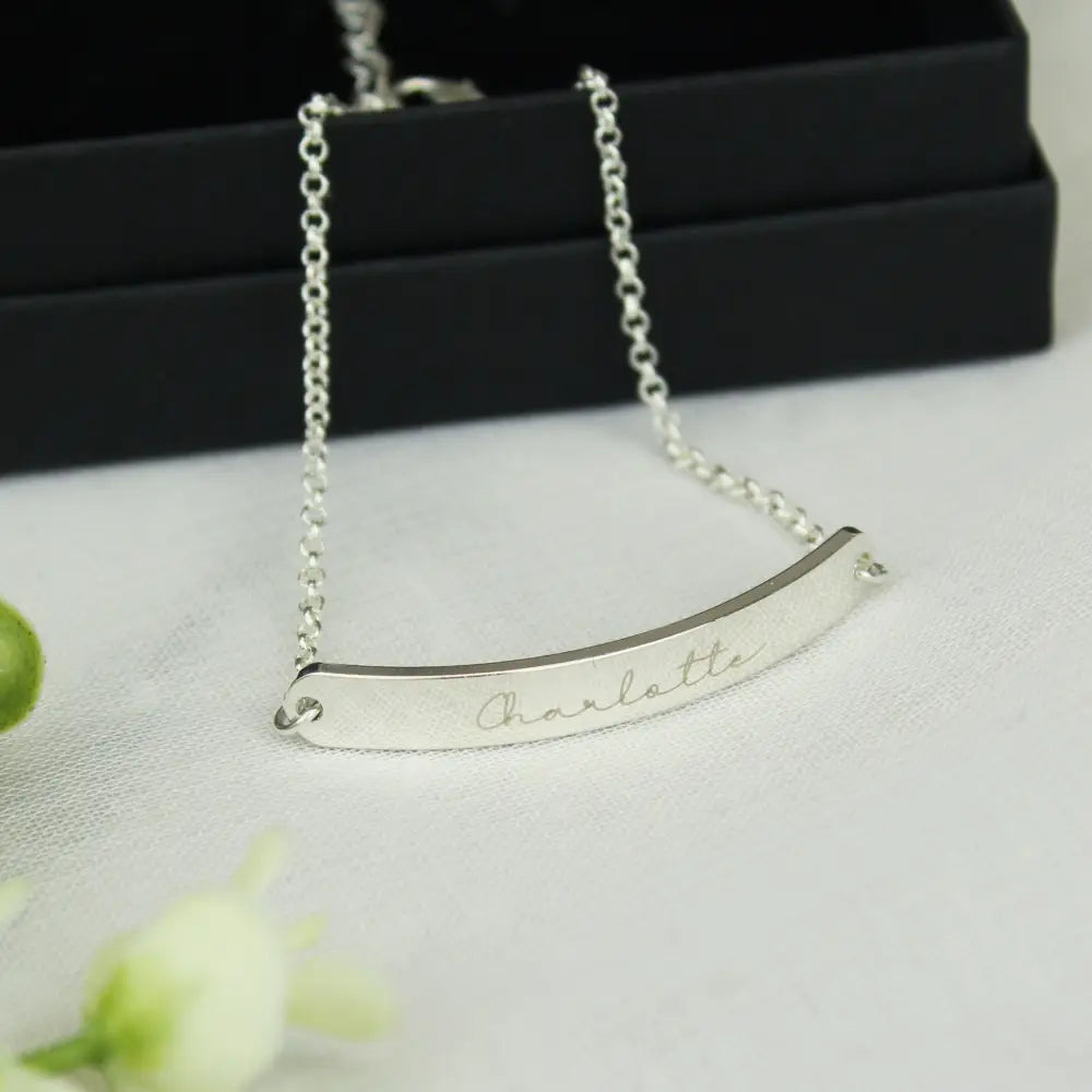 Jewellery Personalised Name Only Silver Tone Bar Bracelet