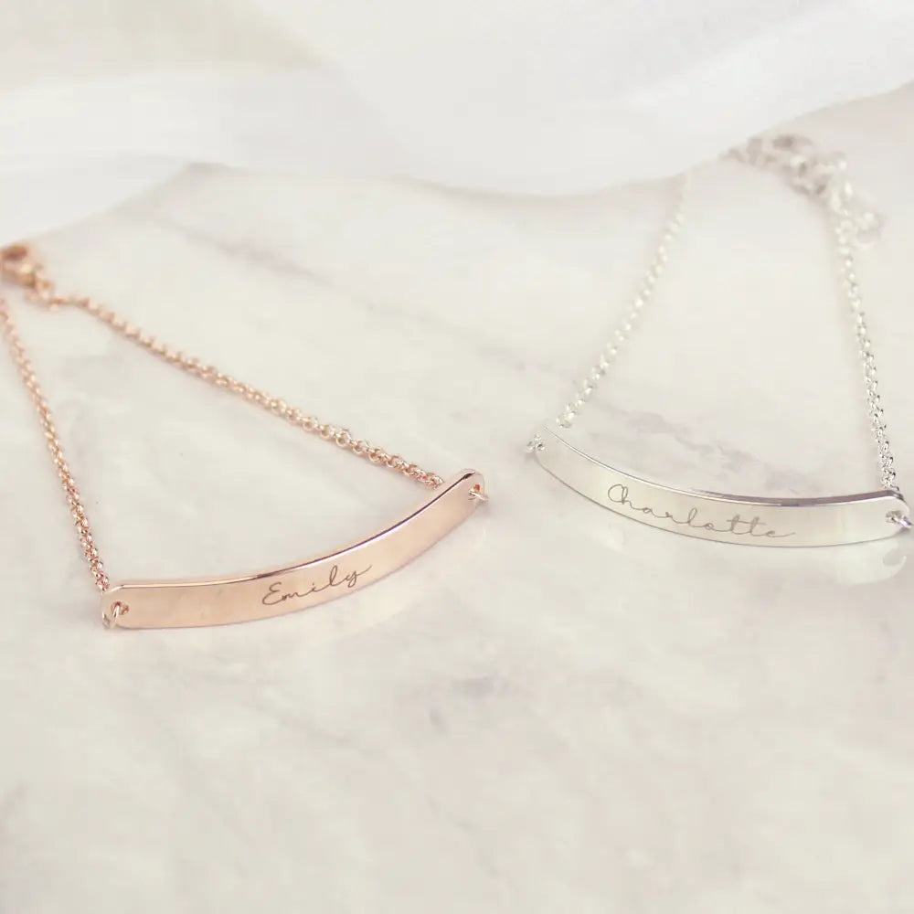 Jewellery Personalised Name Only Silver Tone Bar Bracelet