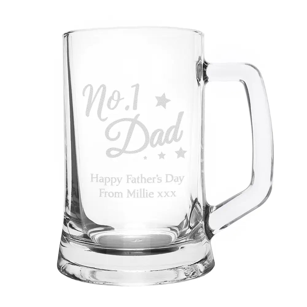 Glasses & Barware Personalised No.1 Dad Glass Pint Stern Tankard