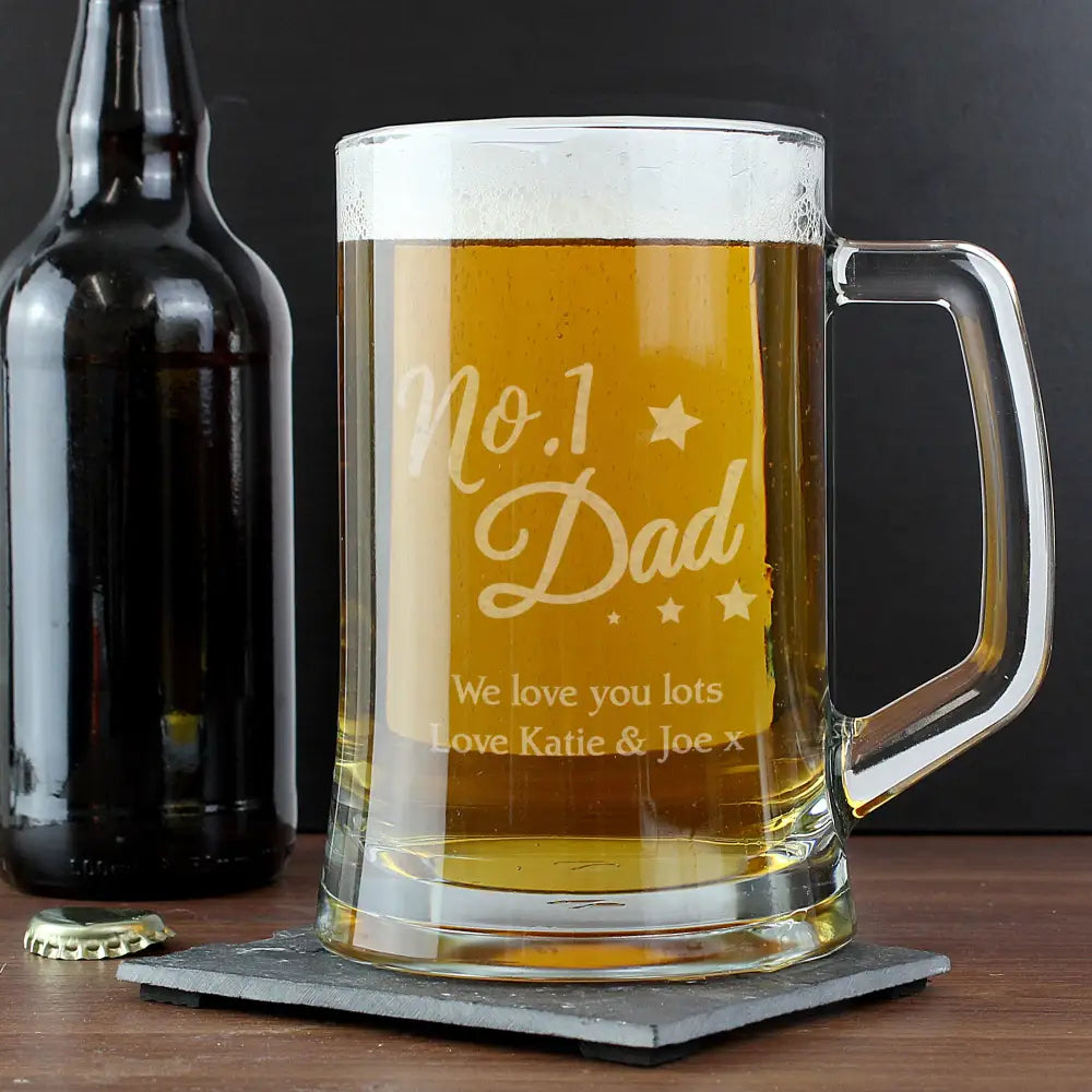 Glasses & Barware Personalised No.1 Dad Glass Pint Stern Tankard