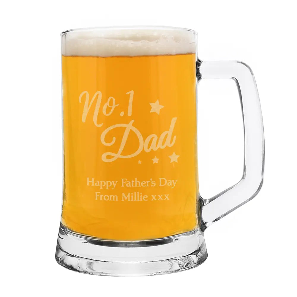 Glasses & Barware Personalised No.1 Dad Glass Pint Stern Tankard