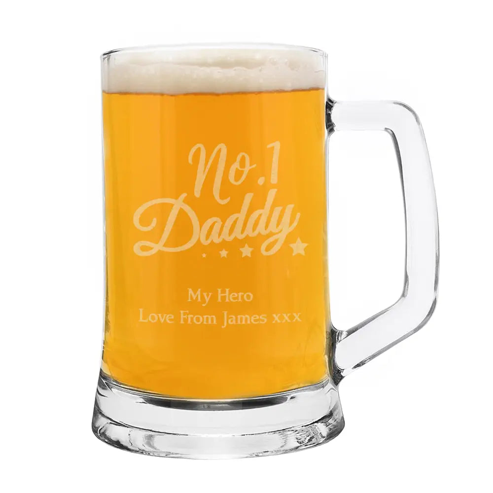Glasses & Barware Personalised No.1 Daddy Glass Pint Stern Tankard