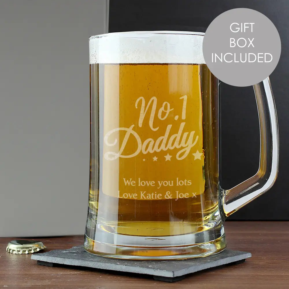 Glasses & Barware Personalised No.1 Daddy Glass Pint Stern Tankard