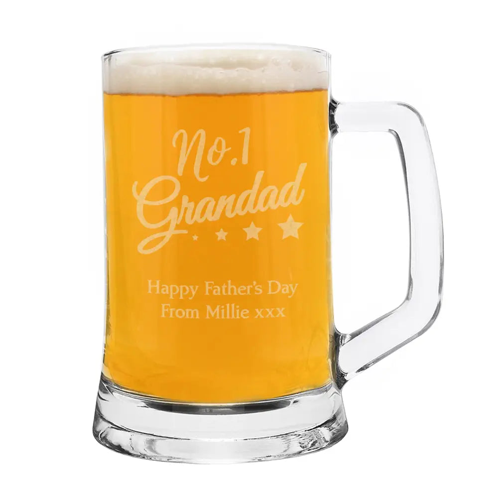 Glasses & Barware Personalised No.1 Grandad Glass Pint Stern Tankard