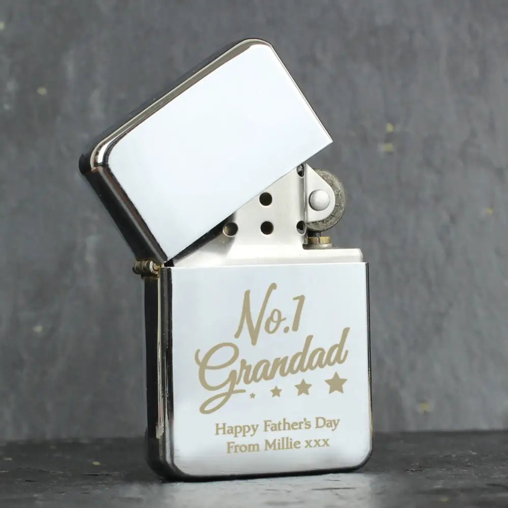 Keepsakes Personalised No.1 Grandad Silver Lighter