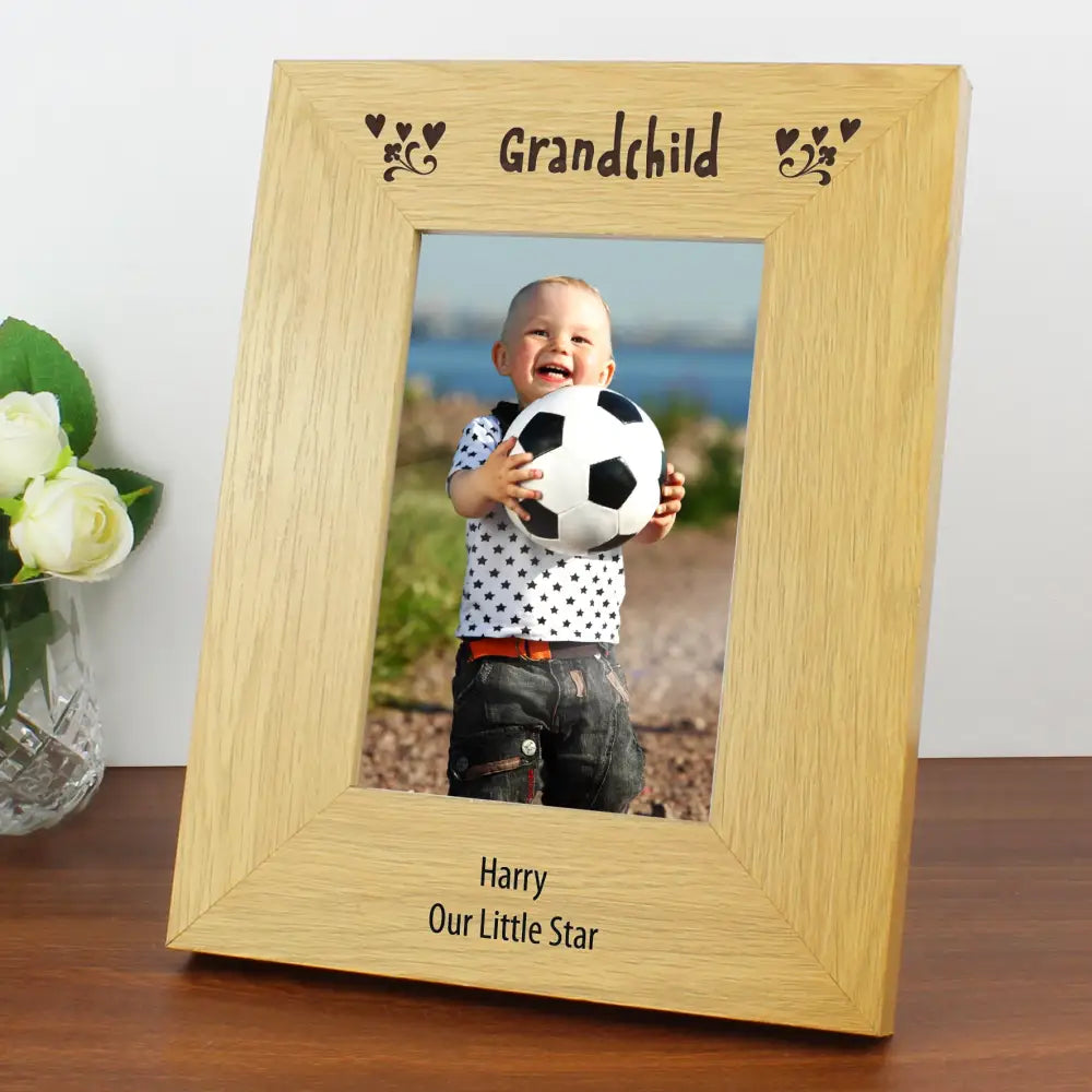 Photo Frames, Albums and Guestbooks Personalised Oak Finish 6x4 Grandchild Photo Frame