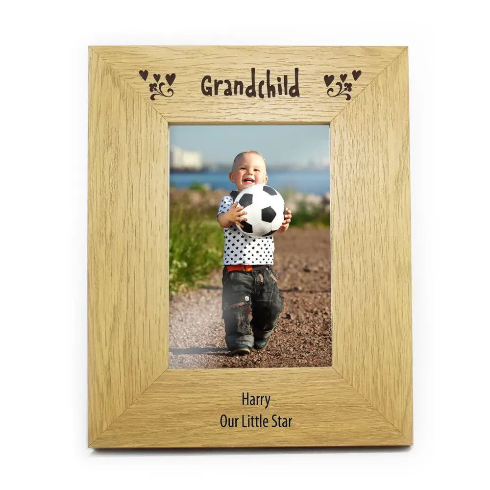 Photo Frames, Albums and Guestbooks Personalised Oak Finish 6x4 Grandchild Photo Frame
