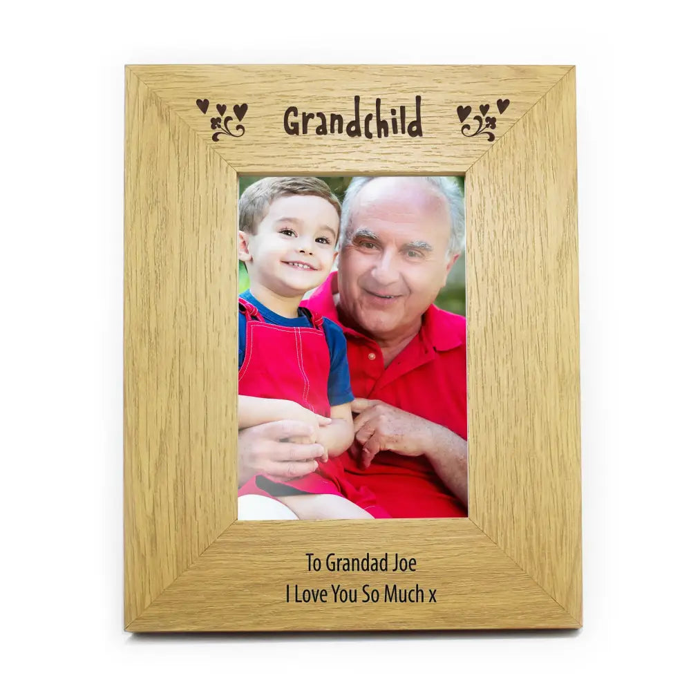 Photo Frames, Albums and Guestbooks Personalised Oak Finish 6x4 Grandchild Photo Frame