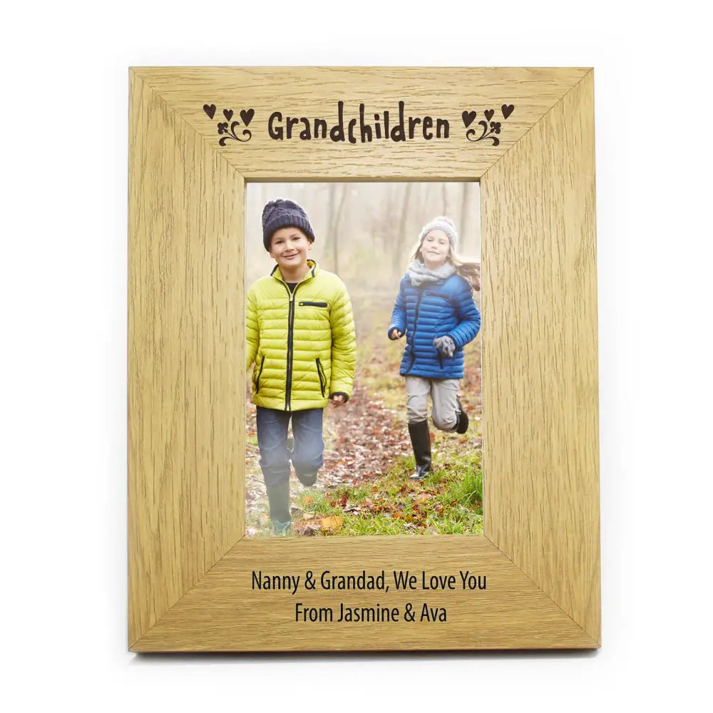 Photo Frames, Albums and Guestbooks Personalised Oak Finish 6x4 Grandchildren Photo Frame