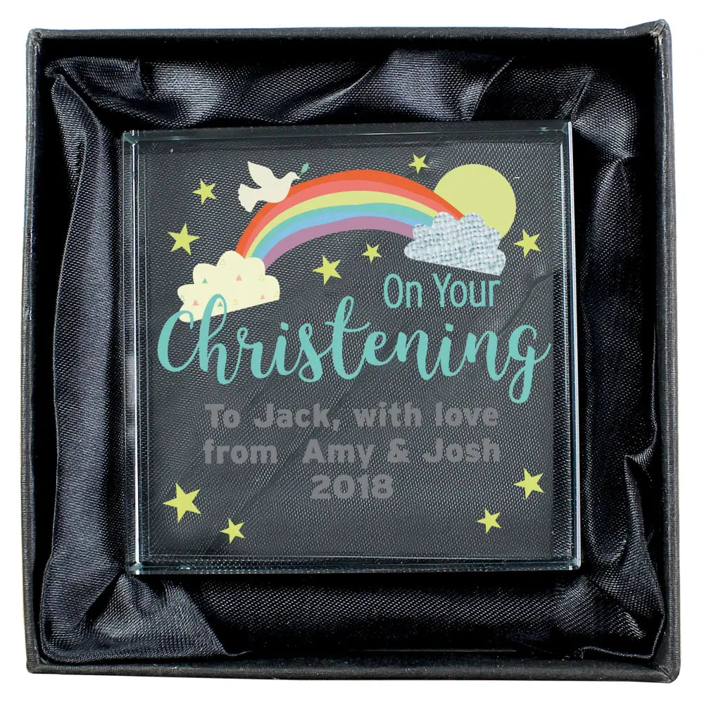 Ornaments Personalised On Your Christening Rainbow Crystal Token