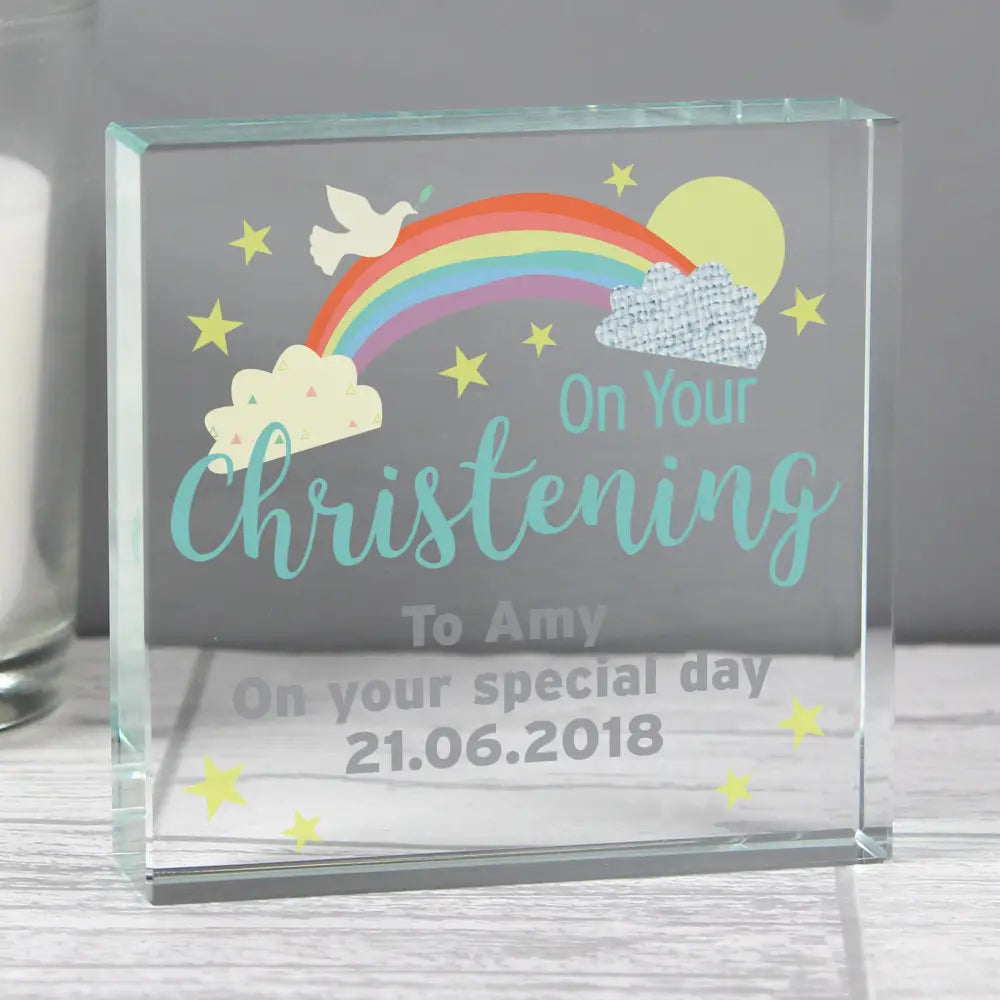 Ornaments Personalised On Your Christening Rainbow Crystal Token