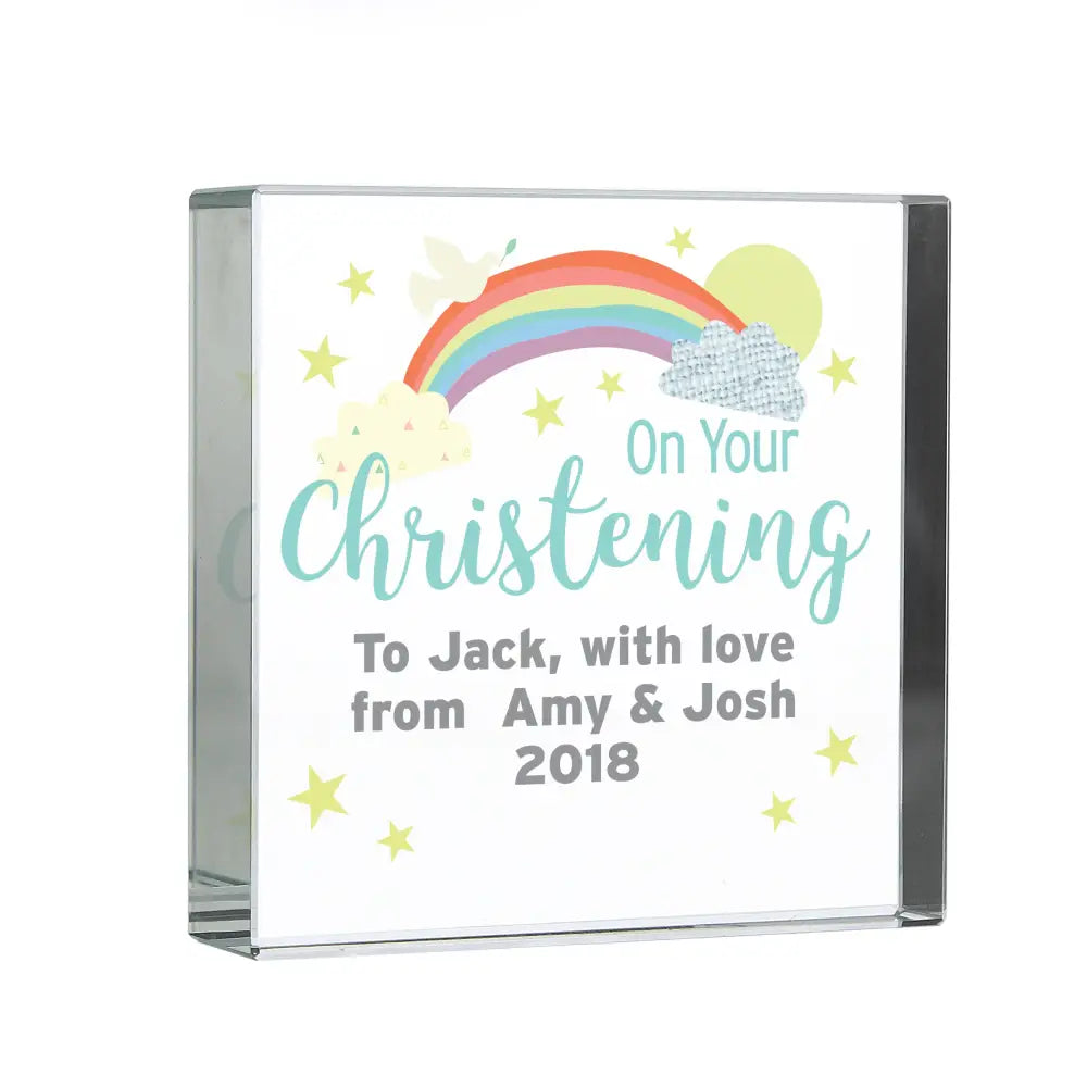 Ornaments Personalised On Your Christening Rainbow Crystal Token