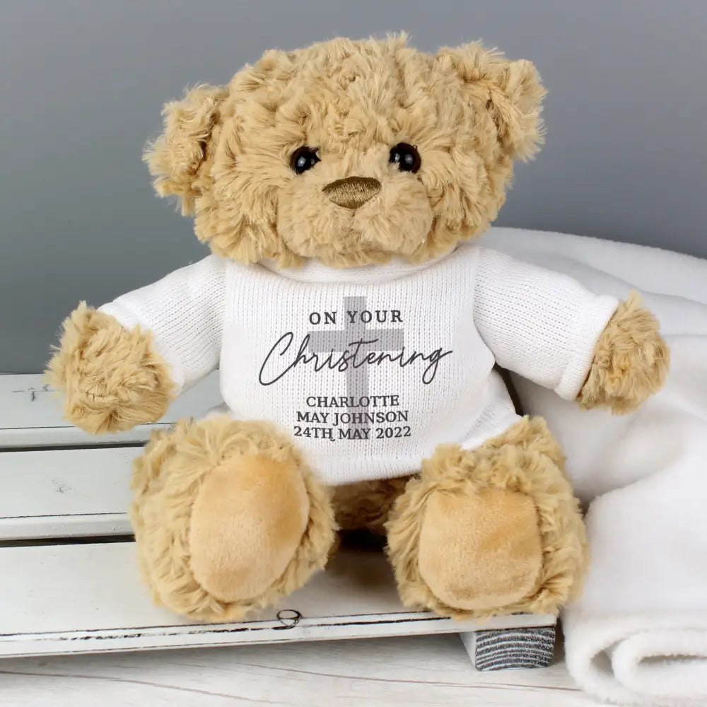 Plush Personalised On Your Christening Teddy Bear