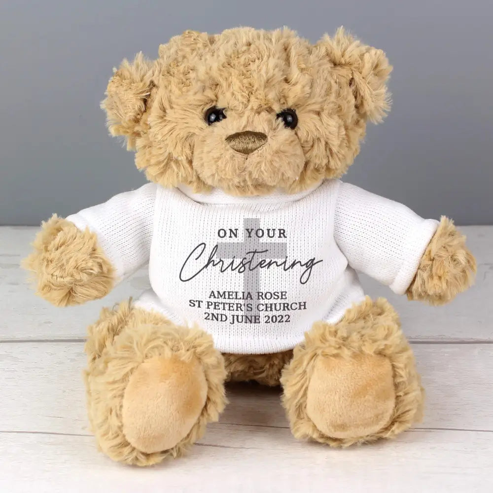 Plush Personalised On Your Christening Teddy Bear