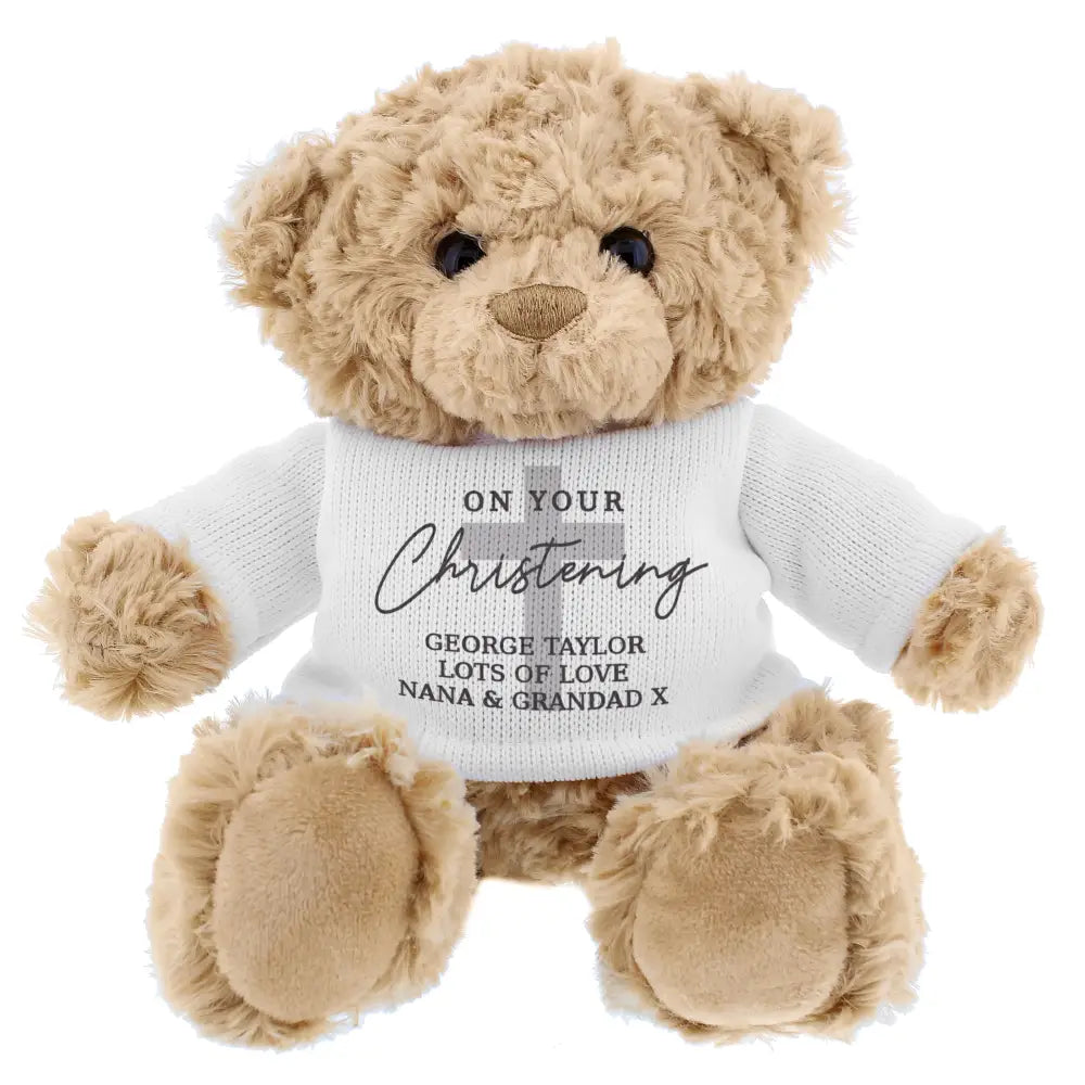 Plush Personalised On Your Christening Teddy Bear