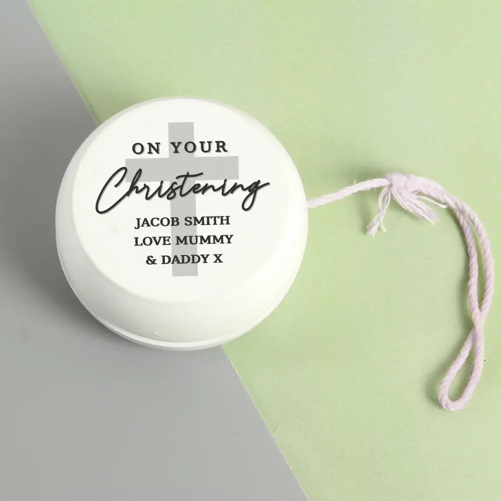 Keepsakes Personalised On Your Christening White Wooden Yoyo