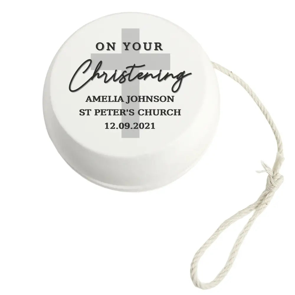 Keepsakes Personalised On Your Christening White Wooden Yoyo