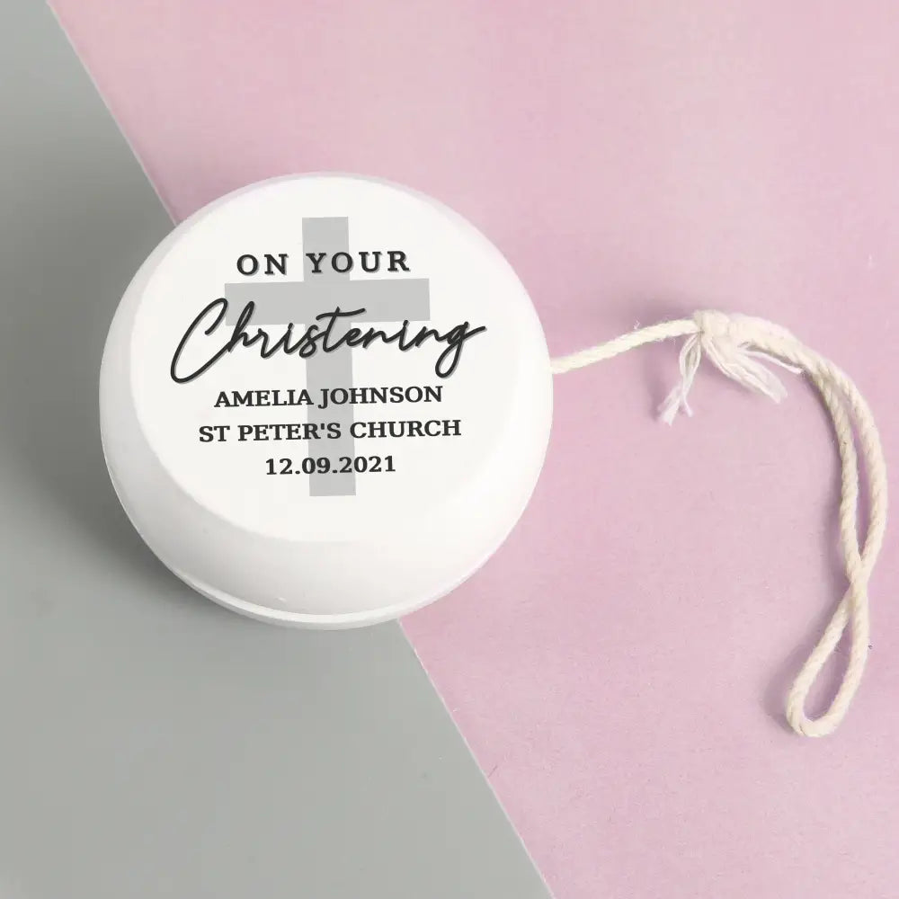 Keepsakes Personalised On Your Christening White Wooden Yoyo