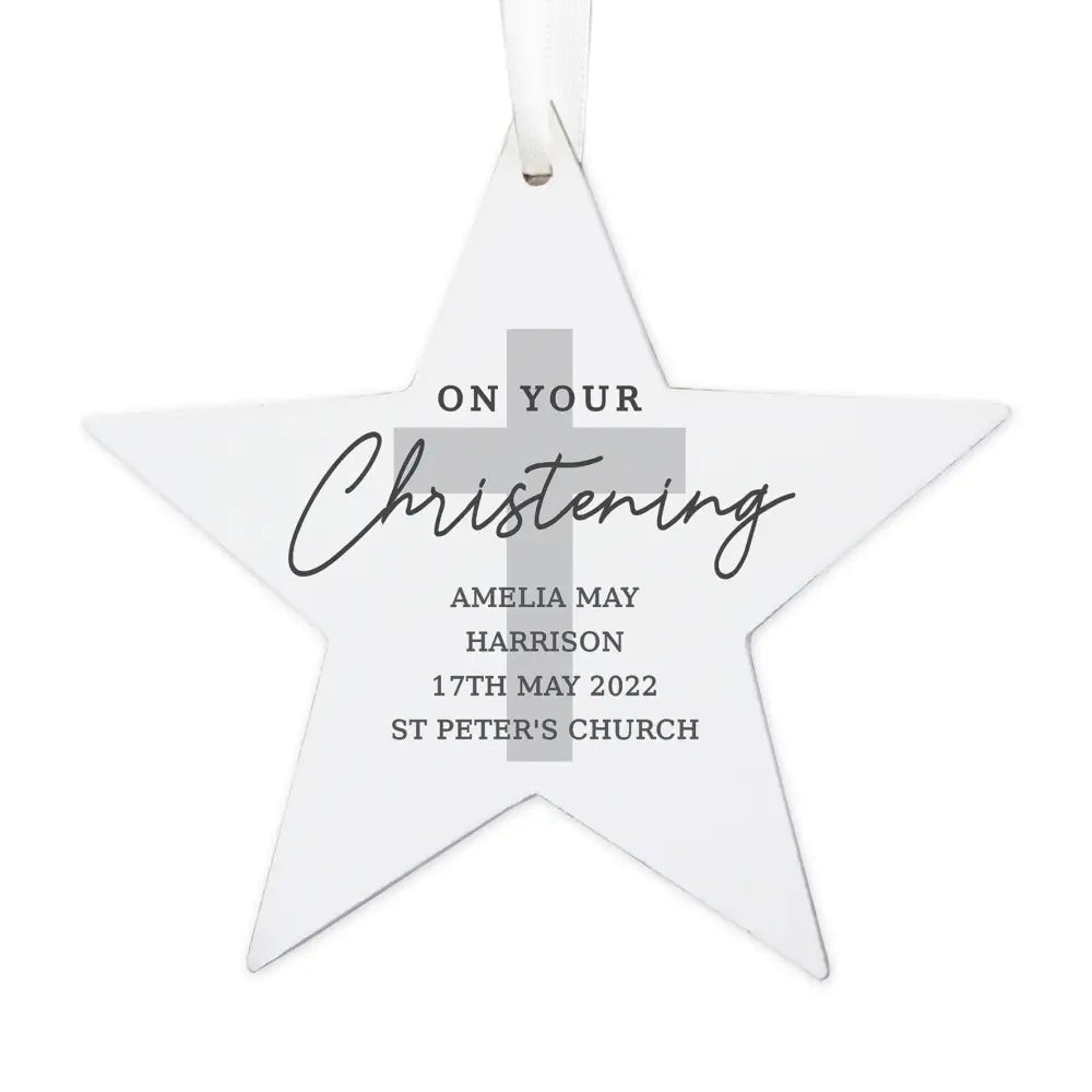 Hanging Decorations & Signs Personalised On Your Christening Wooden Star Decoration