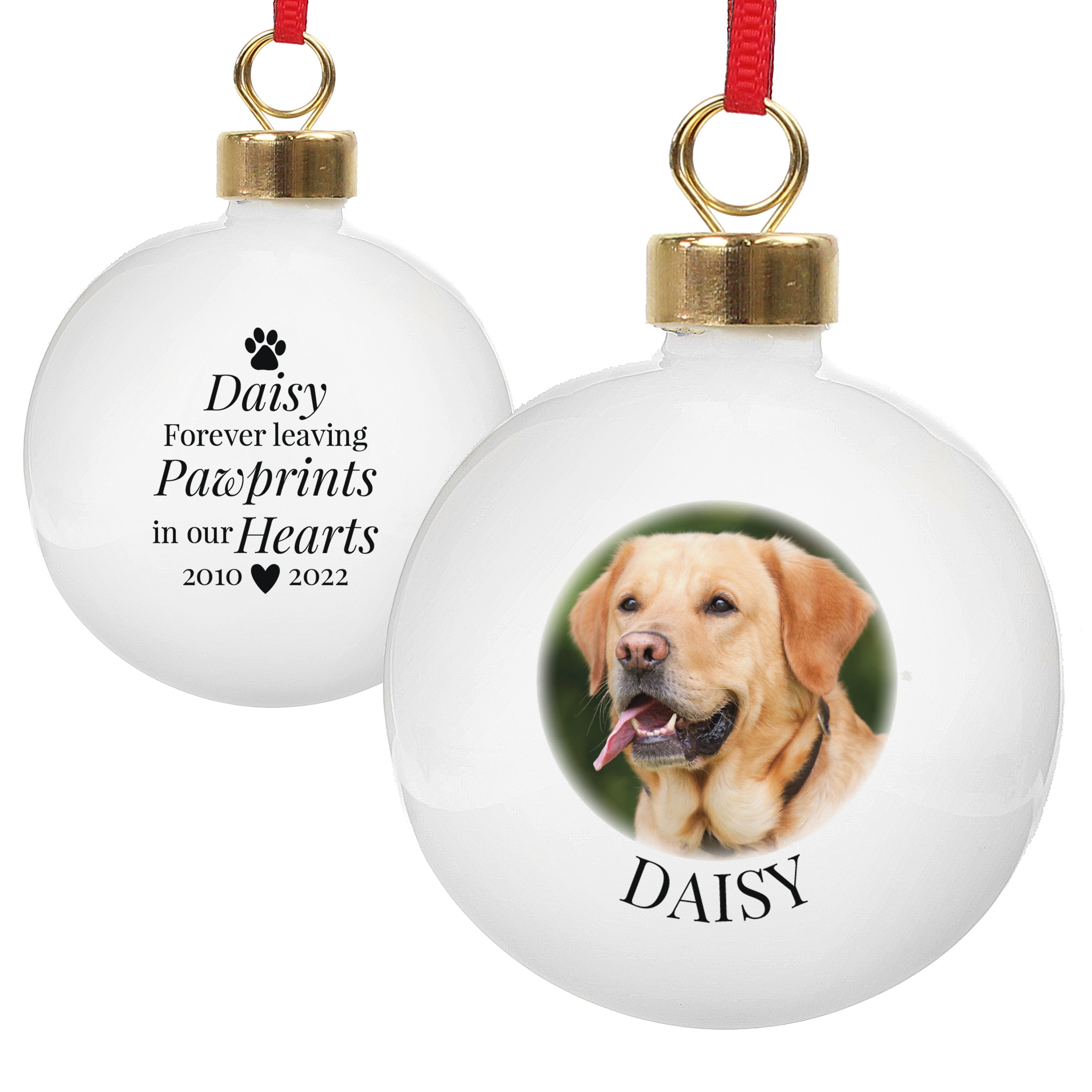 Photo Upload Products Personalised Paw Print Memorial Photo Upload Bauble