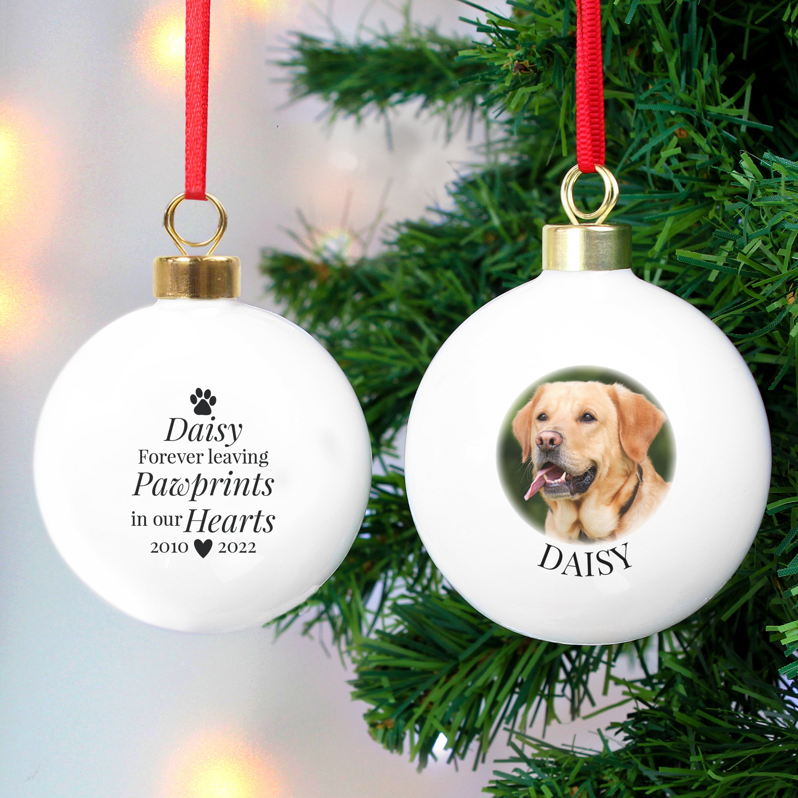 Photo Upload Products Personalised Paw Print Memorial Photo Upload Bauble