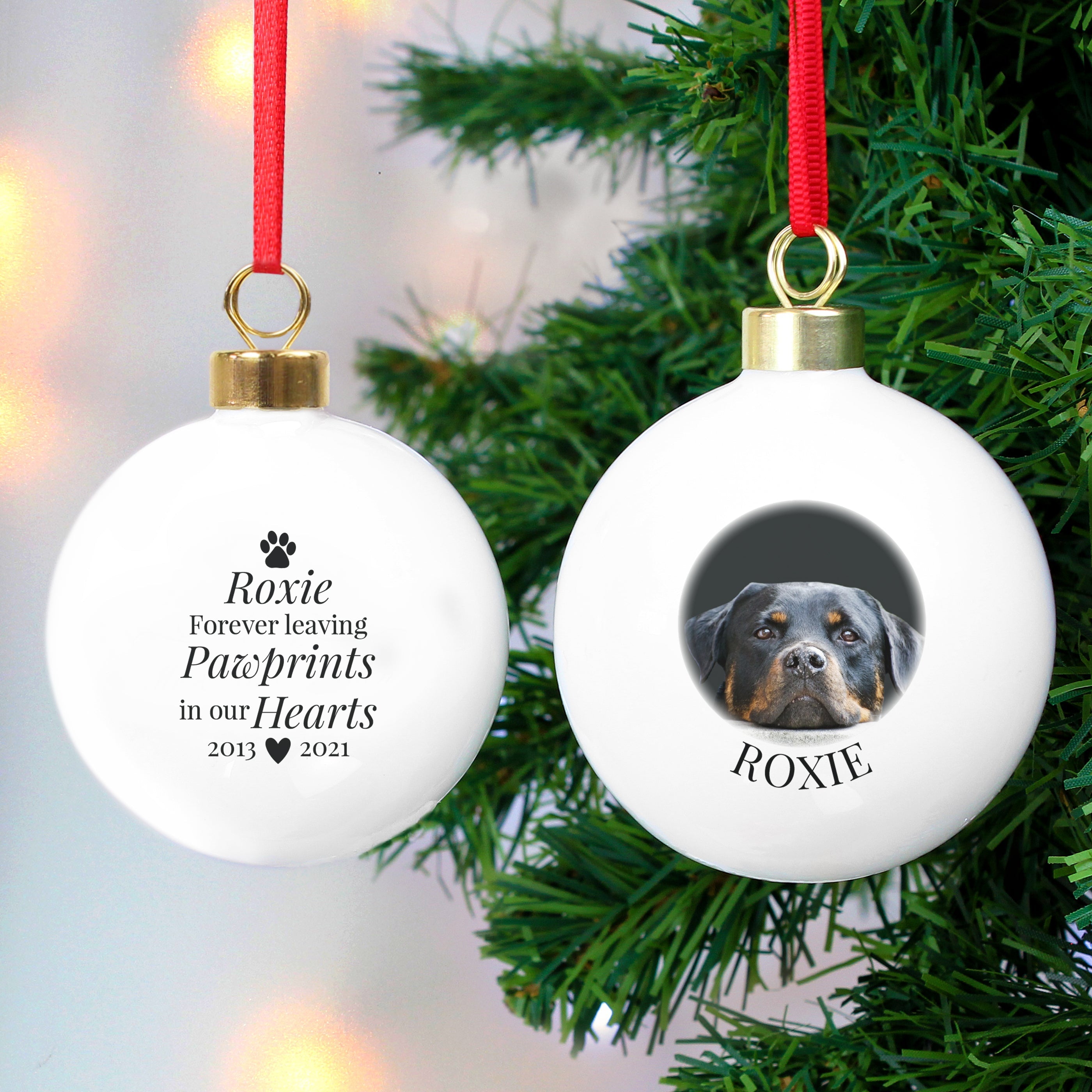 Photo Upload Products Personalised Paw Print Memorial Photo Upload Bauble